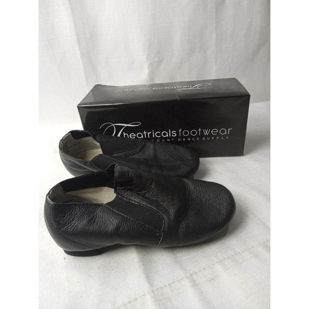 Theatricals T7602C Black Leather Jazz Dance Shoes Slip On Size 12.5 Toddler